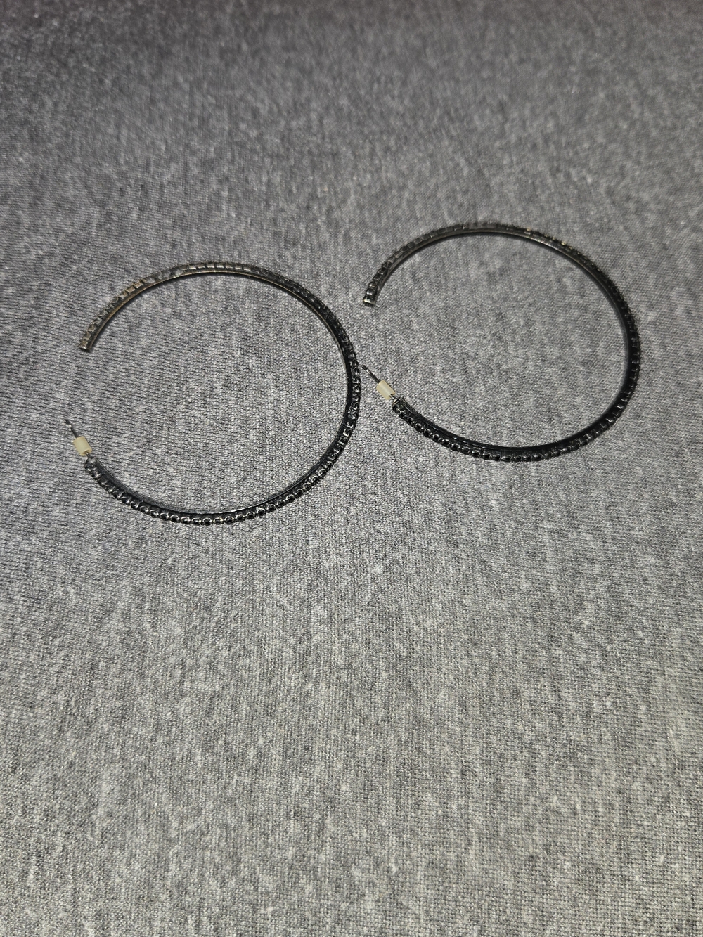 Black Textured Hoop Earrings for Women
